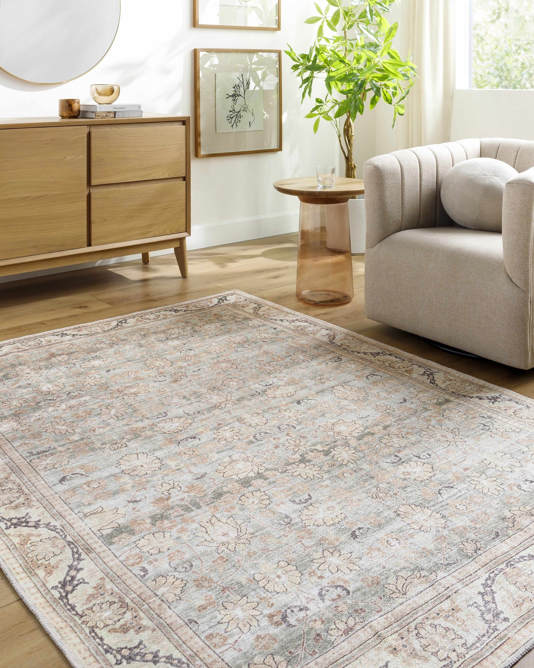 Zamir Vintage Flat Pile Washable Rug - Ornate Home