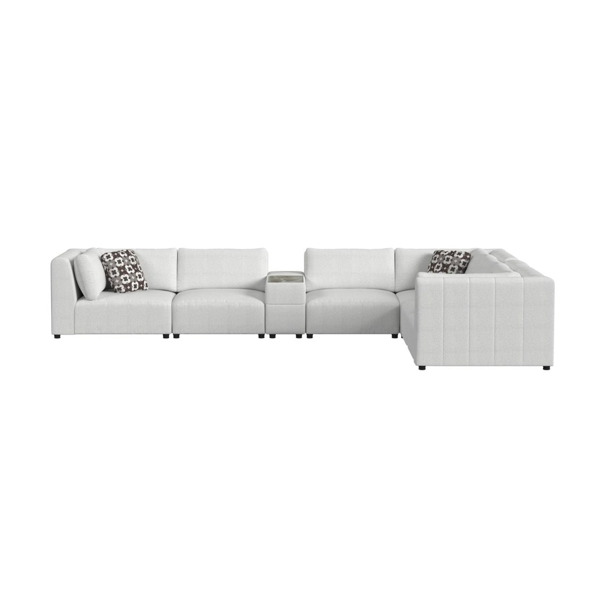Zandara Olefin Beige 7-Piece Modular Outdoor Conversation Set with Pillows - Ornate Home