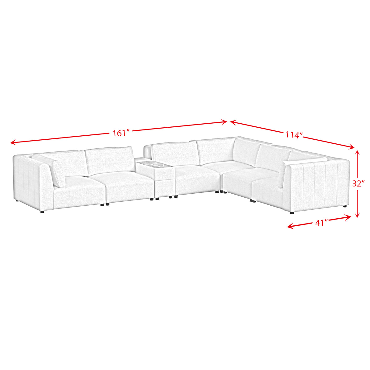 Zandara Olefin Beige 7-Piece Modular Outdoor Conversation Set with Pillows - Ornate Home