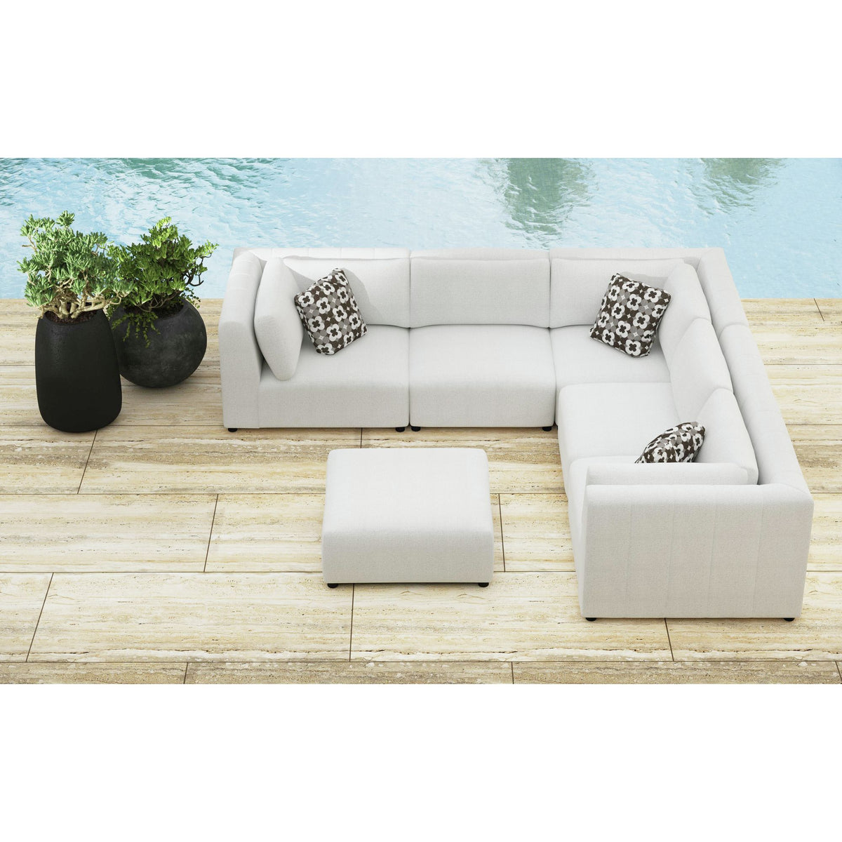 Zandara Olefin Beige Outdoor Modular Armless Chair - Ornate Home