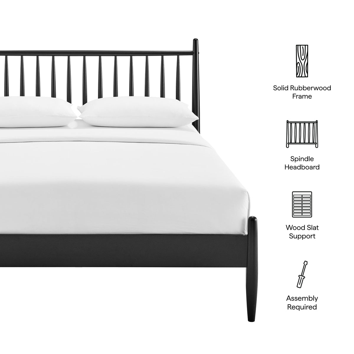 Zane Black Queen Size Spindle Bed - Ornate Home
