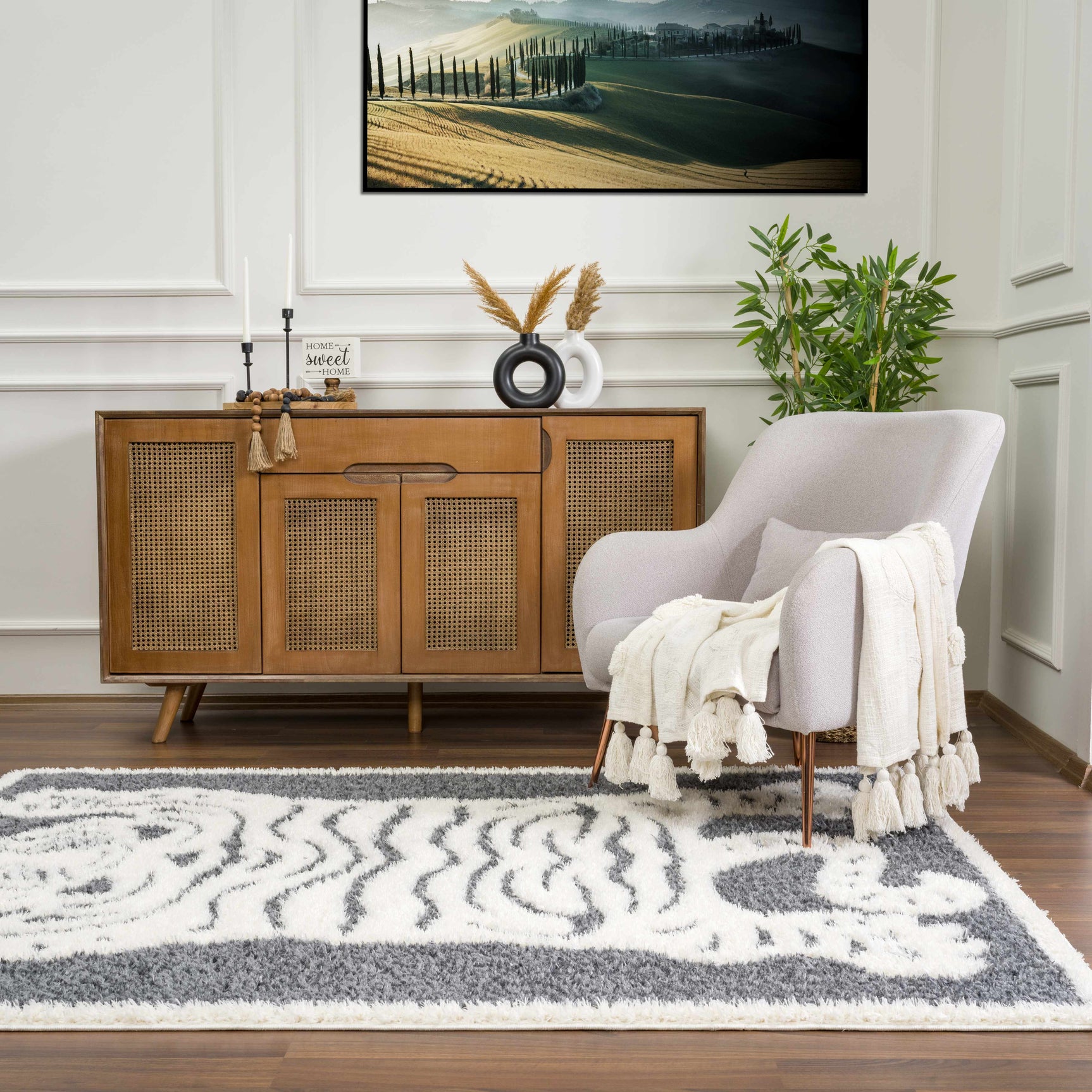 Zane Charcoal Tibetan Tiger Plush Rug - Ornate Home