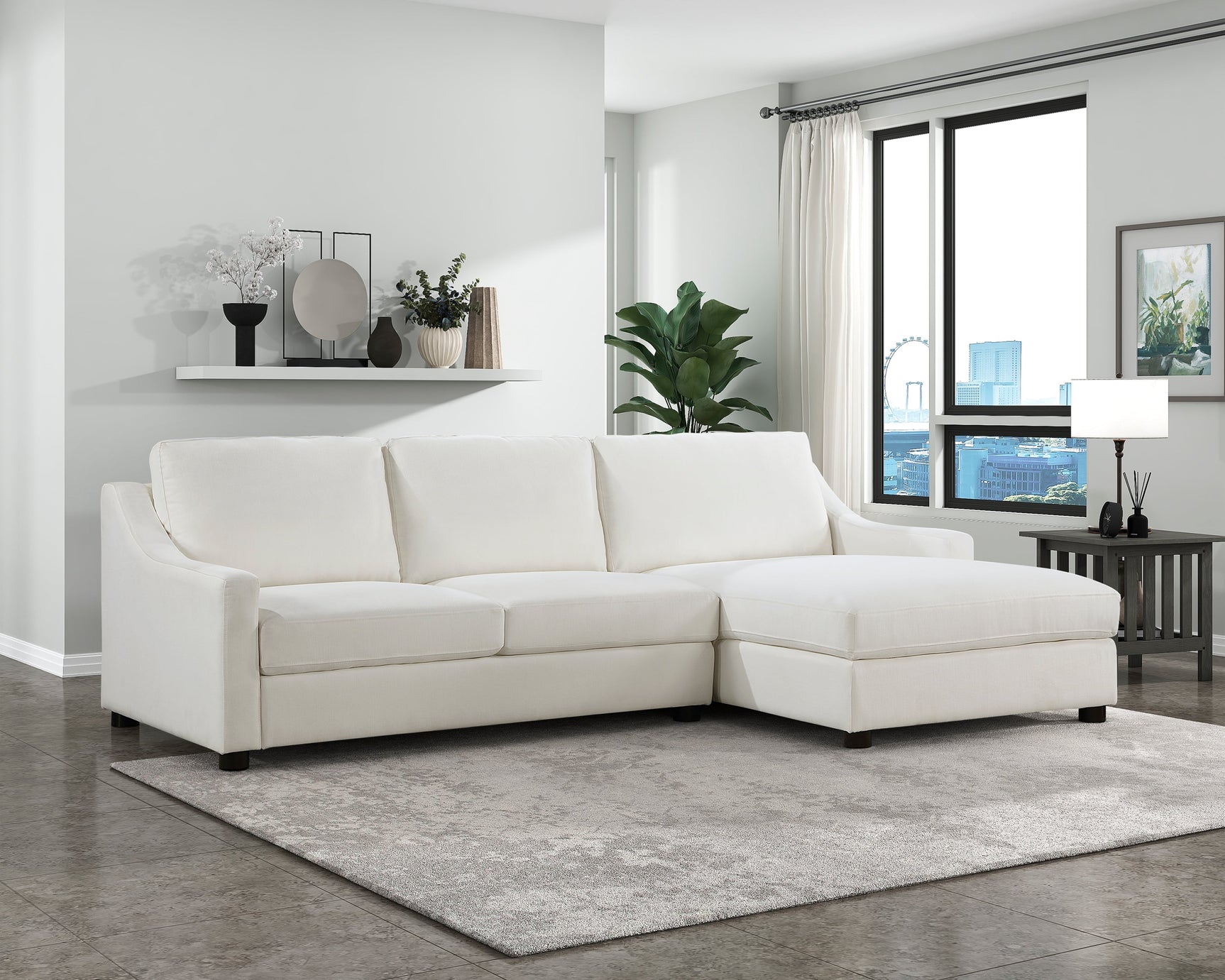 Zayden Ivory 2-Piece Sectional Right Chaise - Ornate Home