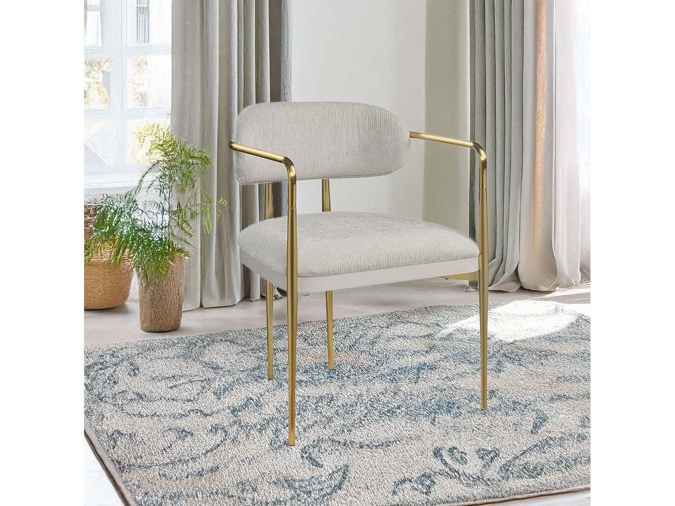 Zayn Beige/Gold Arm Chair (Set of 2) - Ornate Home