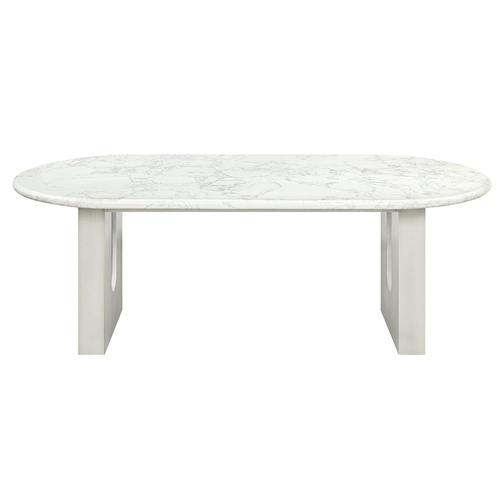 Zayn White Natrual Marble Top/White Dining Table - Ornate Home