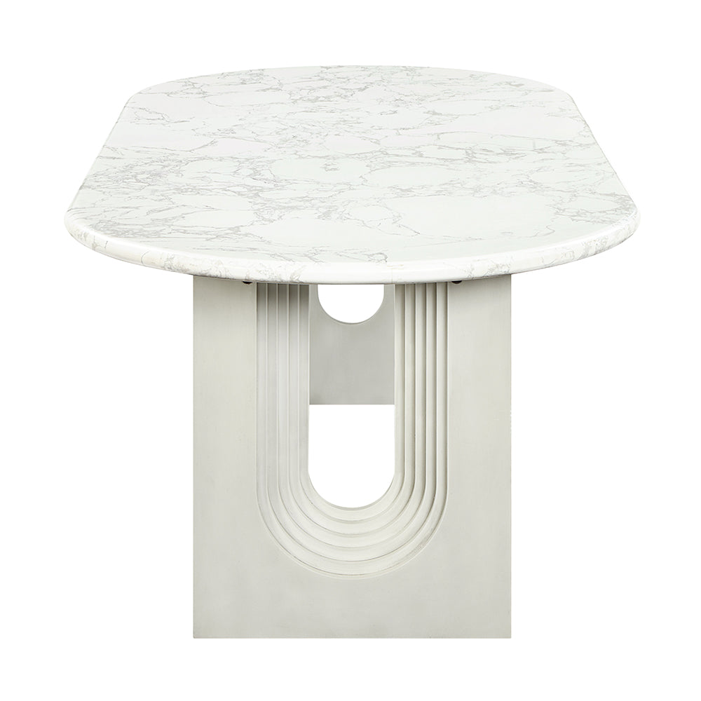 Zayn White Natrual Marble Top/White Dining Table - Ornate Home
