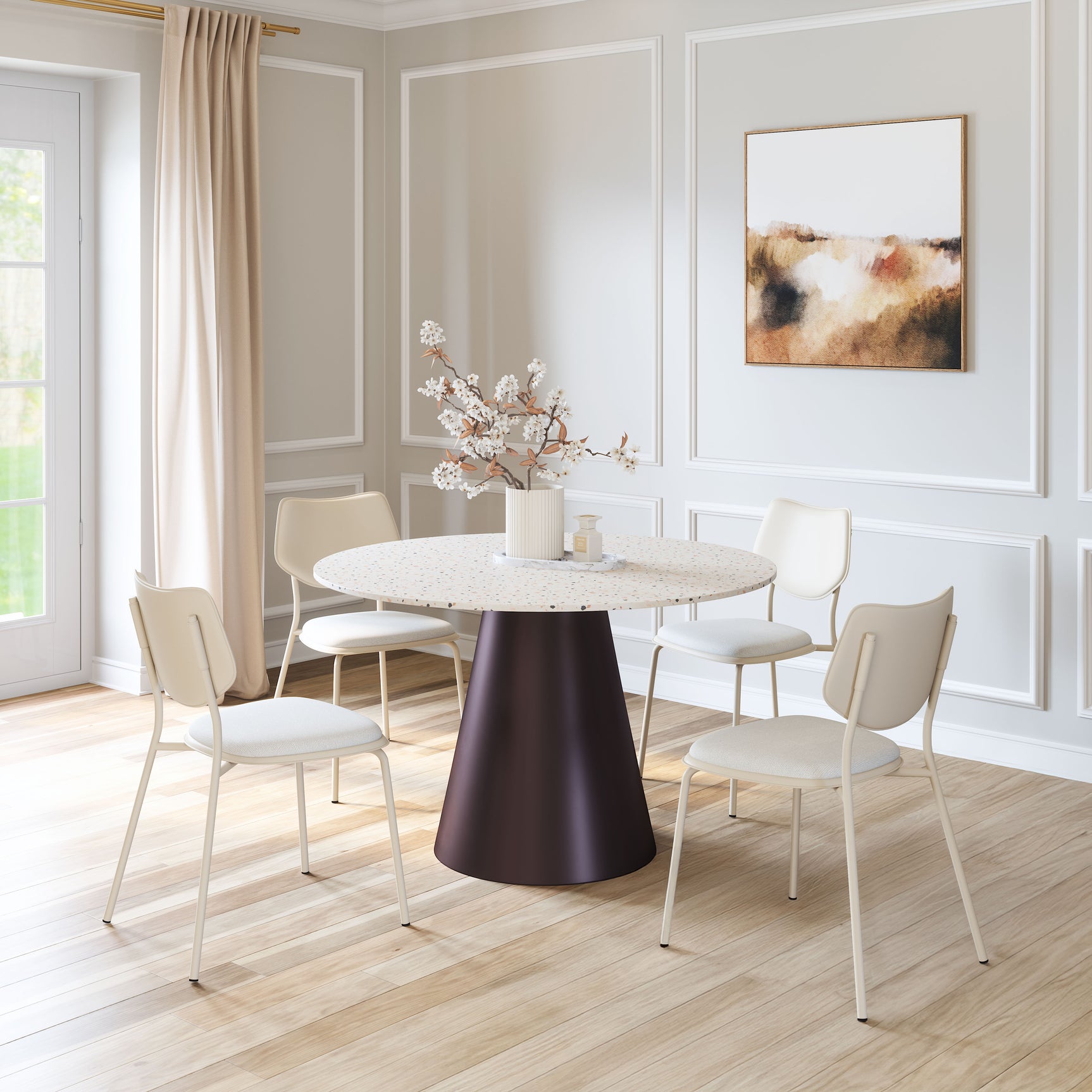 Zeal Light Gray & Beige Dining Chair (Set of 4)
