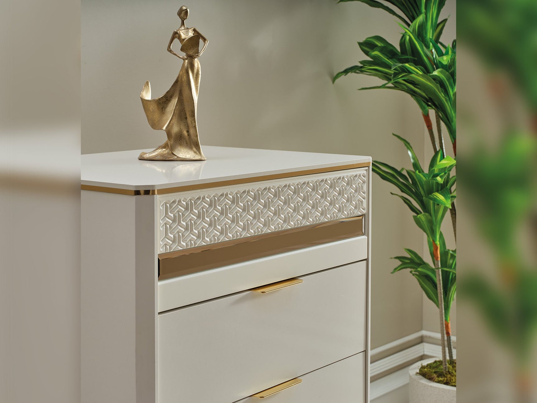 Zen Cream/Gold Chest of Drawers