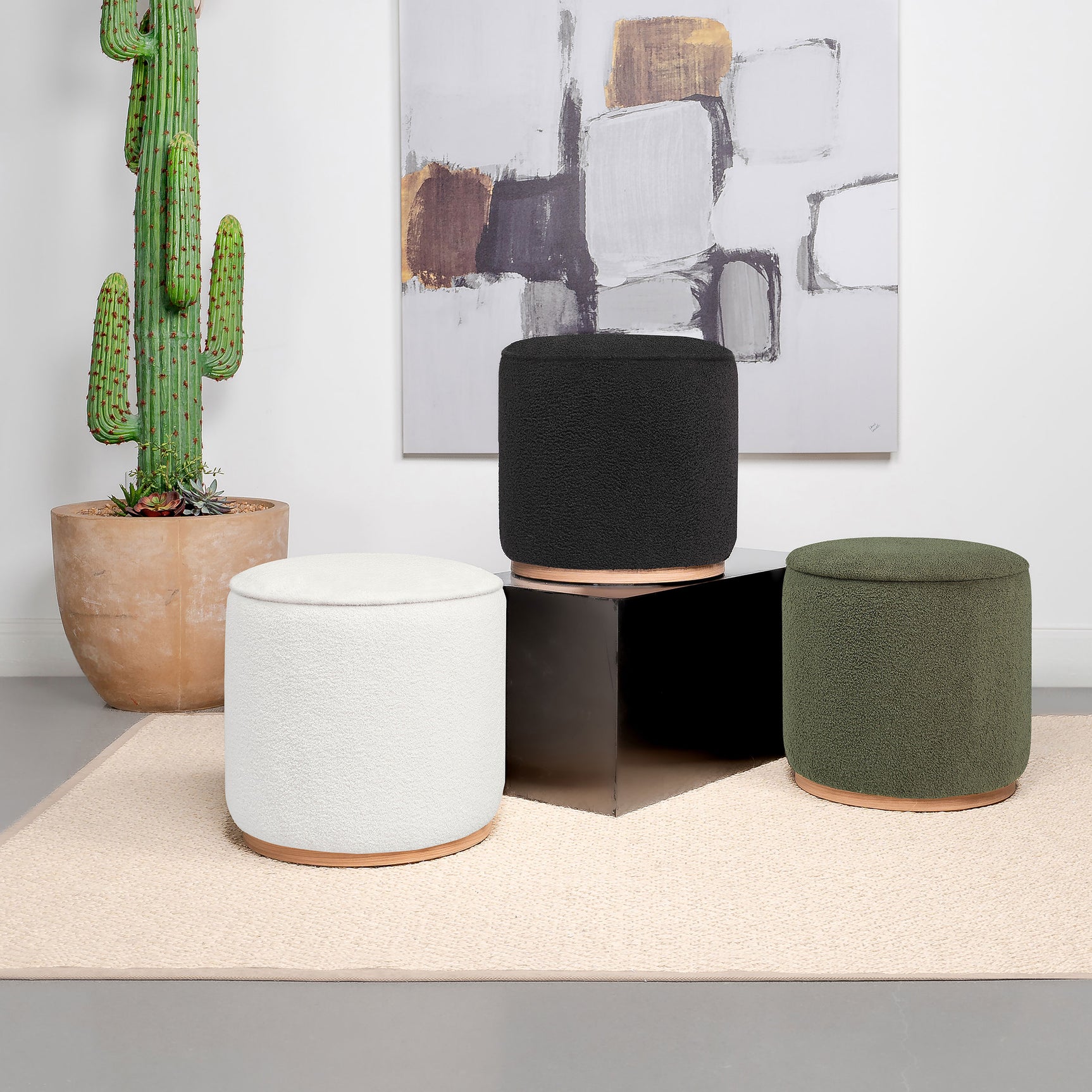 Zena Black Ottoman - Ornate Home