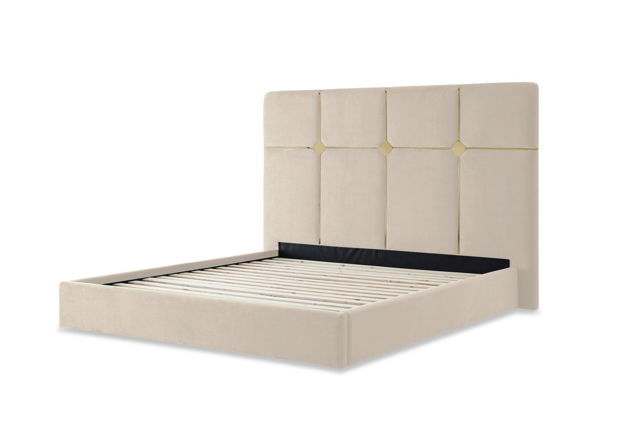 Zennia Gold/Ivory Queen Lift Up Storage Bed