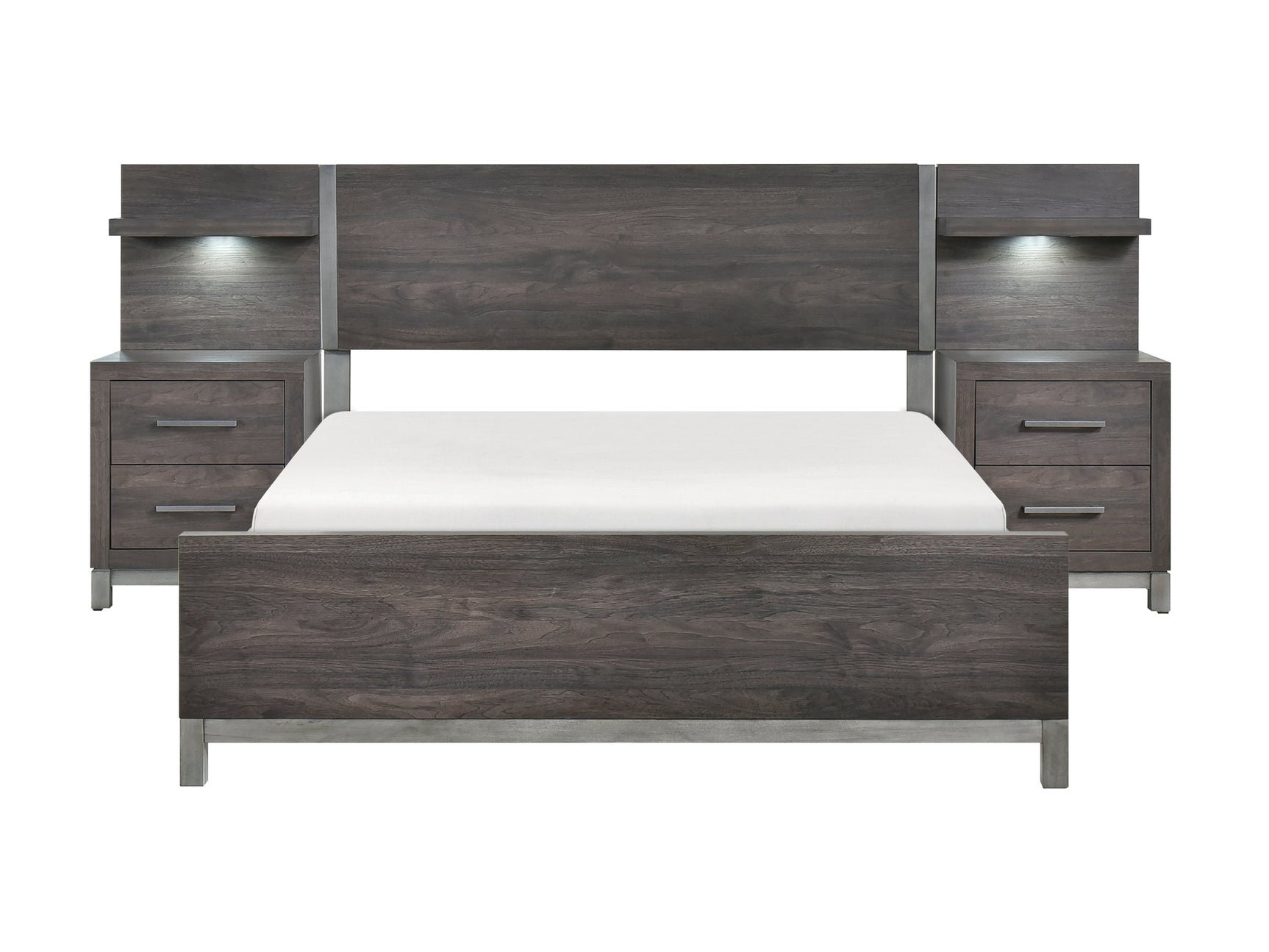 Zephyr Brown/Silver 5-Piece California King Bedroom Set - Ornate Home