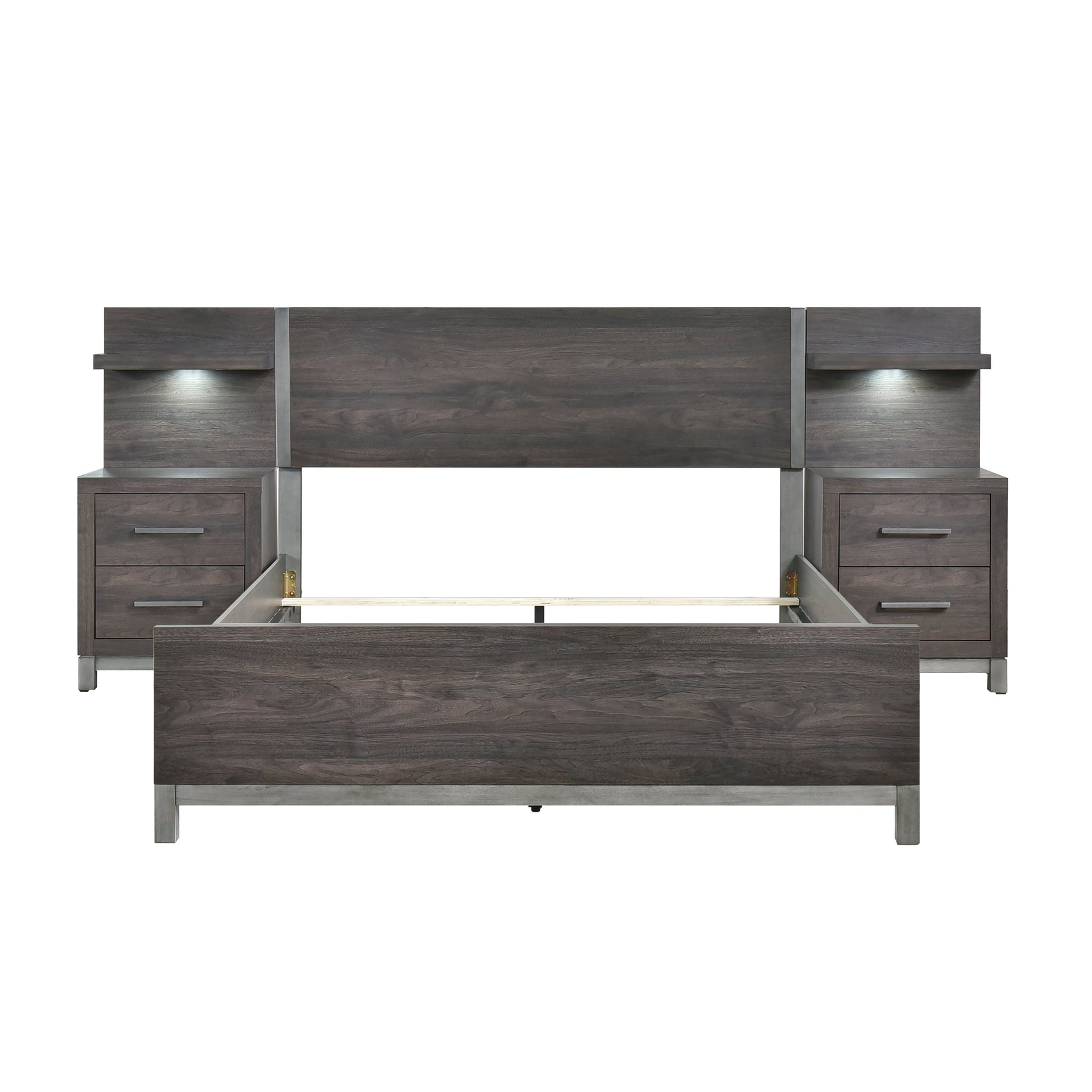 Zephyr Brown/Silver 5-Piece California King Bedroom Set - Ornate Home