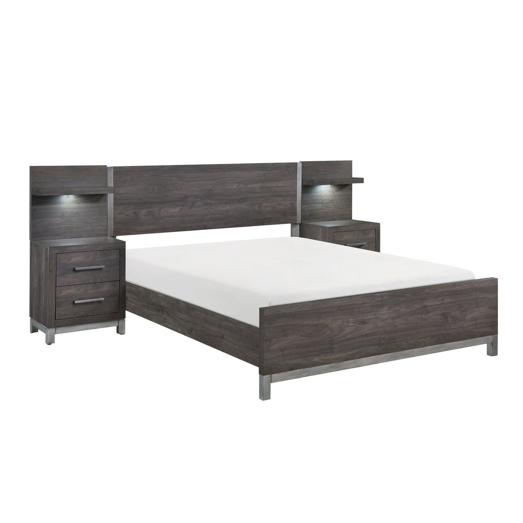 Zephyr Brown/Silver 5-Piece Full Bedroom Set - Ornate Home