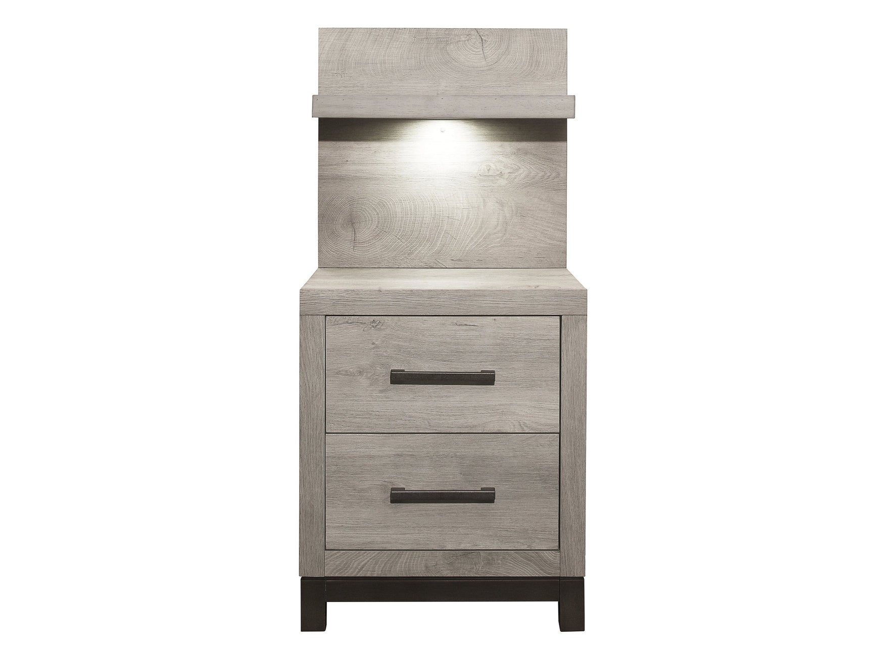 Zephyr Light Gray Nightstand with Wall Panel - Ornate Home