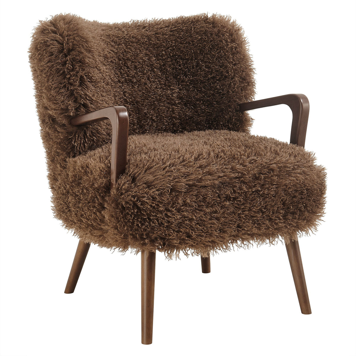 Zerra Brown Faux Shearling Accent Armchair - Ornate Home