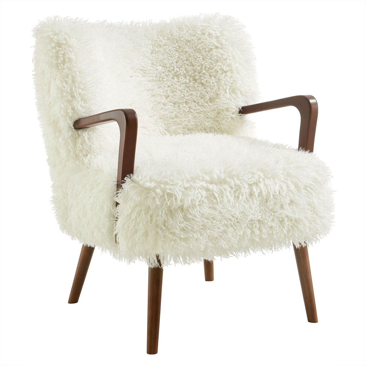 Zerra White Faux Shearling Accent Armchair - Ornate Home