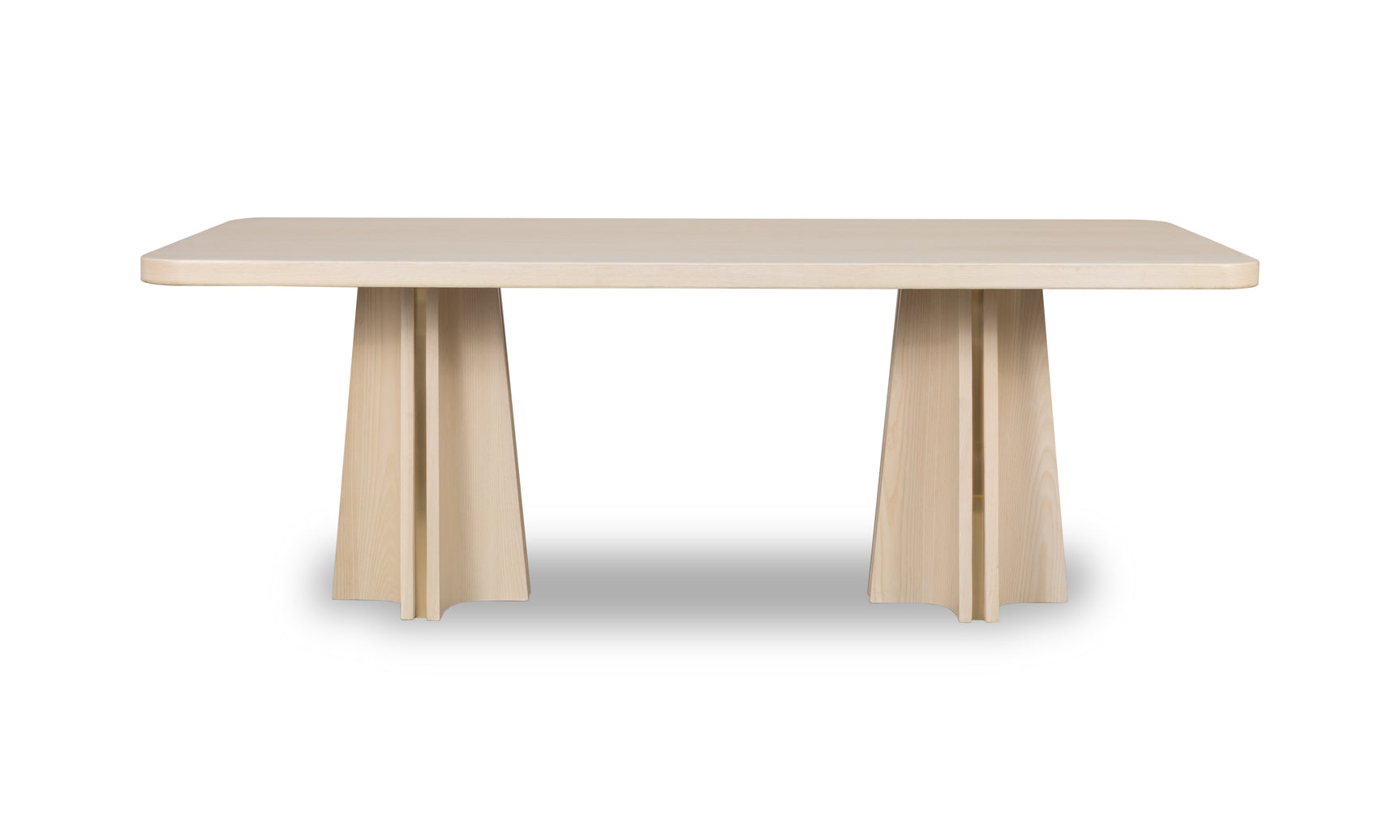 Zinnia Ash Wood Double Pedestal Dining Table in White Sand - Ornate Home