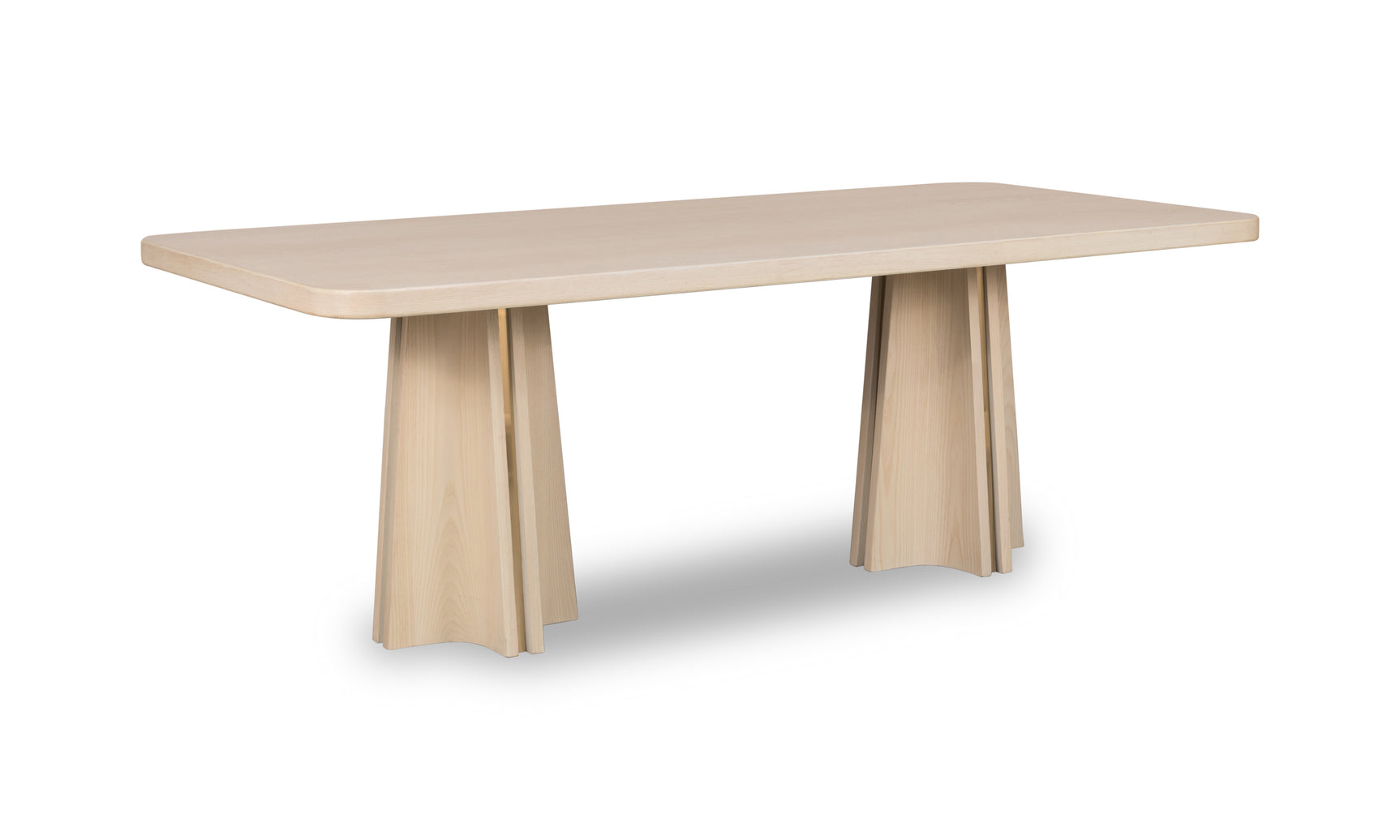 Zinnia Ash Wood Double Pedestal Dining Table in White Sand - Ornate Home