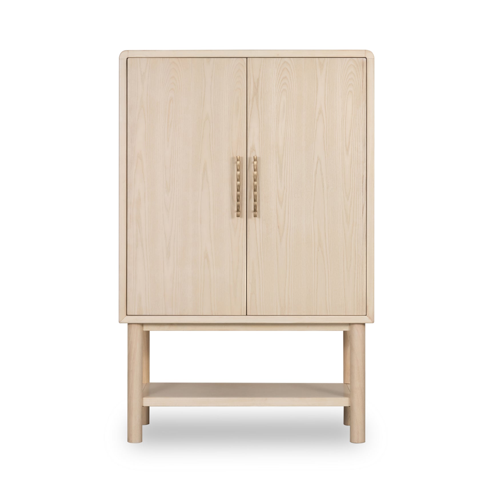 Zinnia Two Door Ash Wood Bar Cabinet in White Sand - Ornate Home