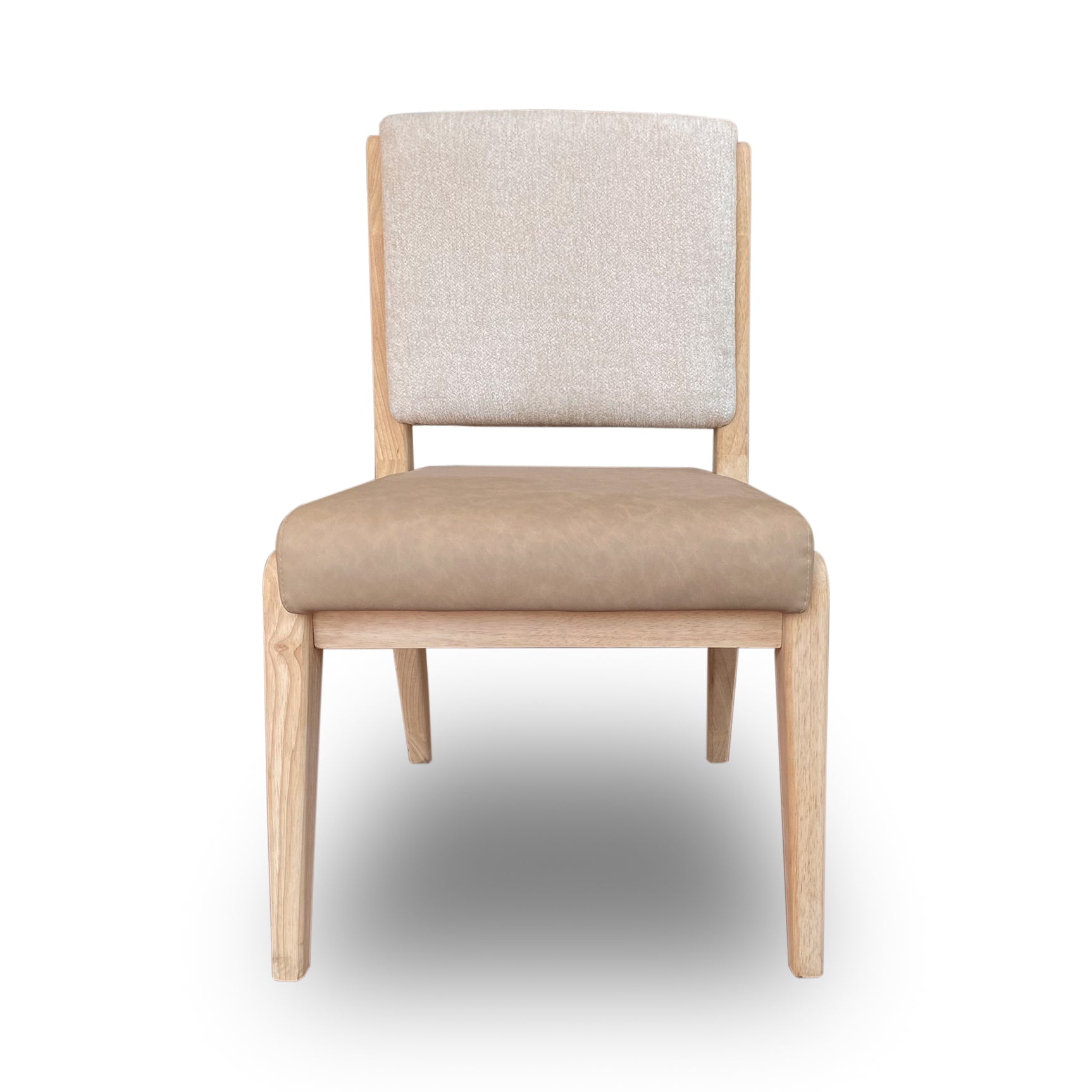 Zinnia Upholstered Dining Chair in White Sand, Buttermilk Leather and Dune Chenille (Set of 2) - Ornate Home