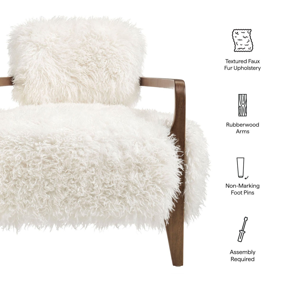 Zinnia White Faux Fur Accent Chair - Ornate Home
