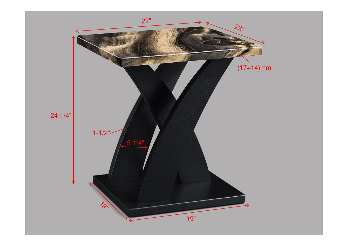 Zion Gold/Black Faux Marble 3-Piece Coffee Table Set - Ornate Home