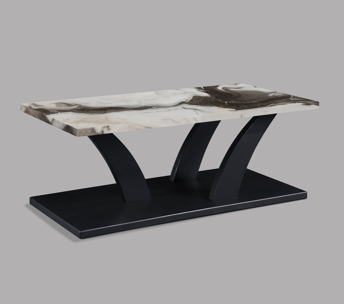 Zion White/Black/Brown Faux Marble 3-Piece Coffee Table Set - Ornate Home
