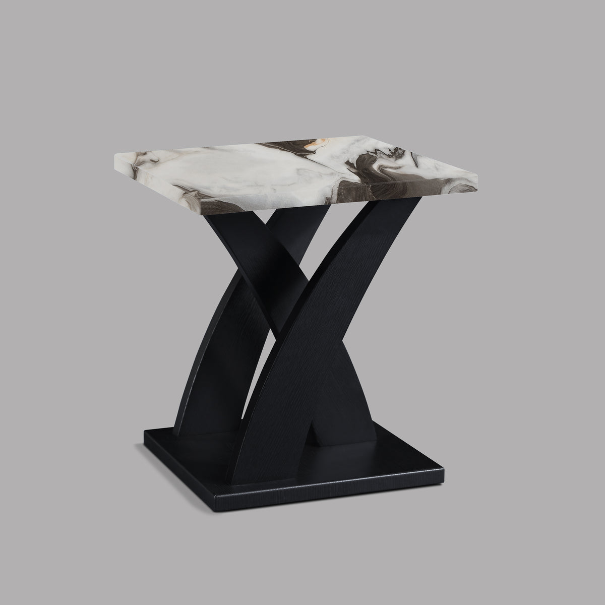 Zion White/Black/Brown Faux Marble 3-Piece Coffee Table Set - Ornate Home