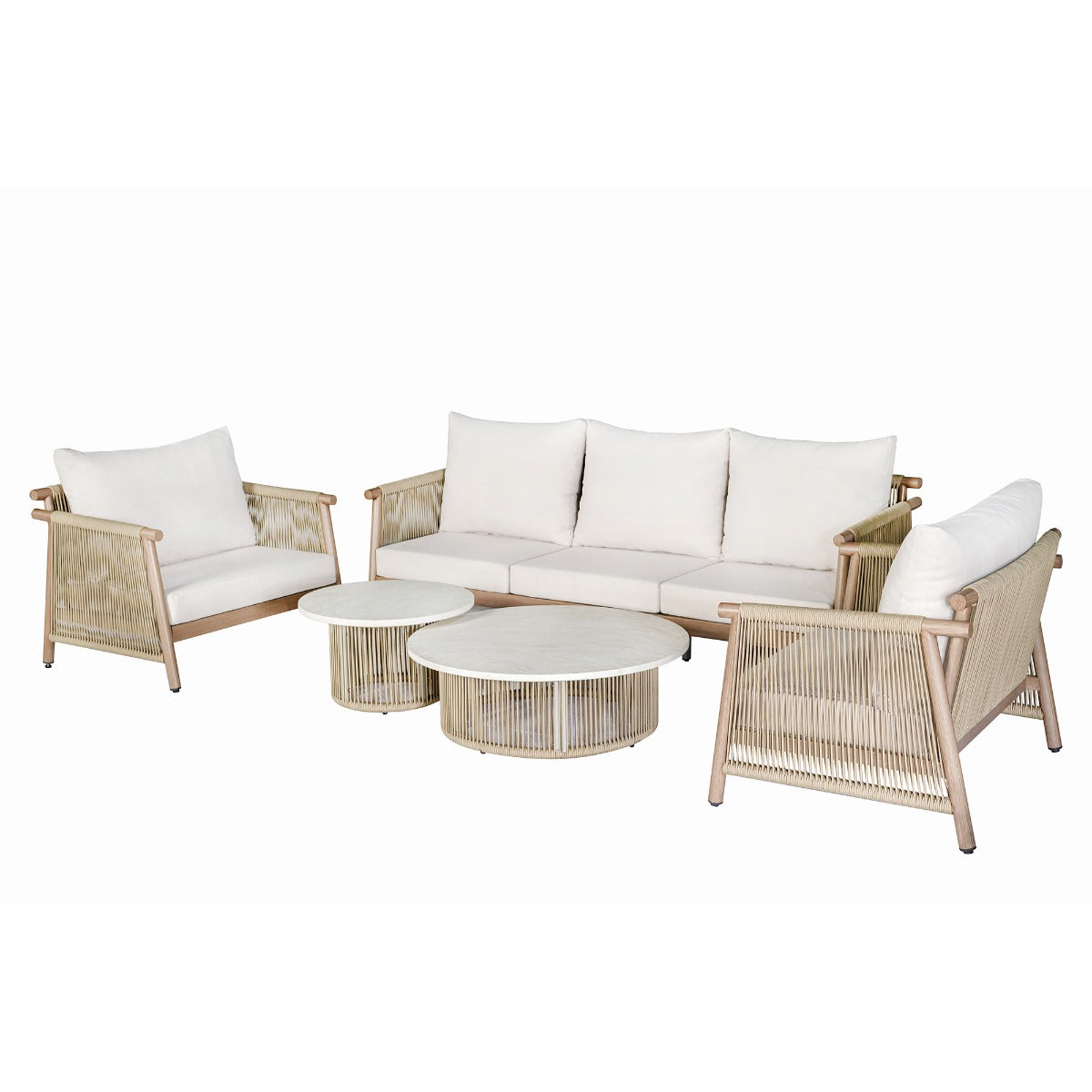 Zira Beige/Brown 5-Piece Patio Sofa Set - Ornate Home