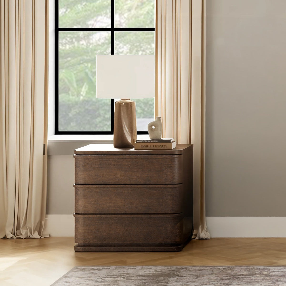 Zoey Brown Oak Nightstand - Ornate Home