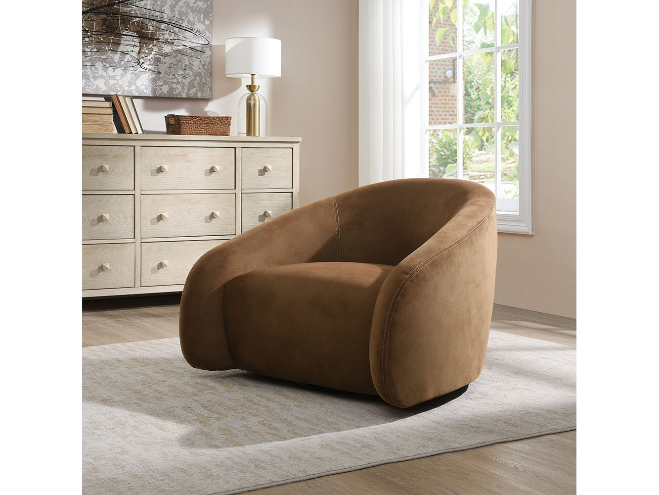 Zoey Chocolate Swivel Accent Chair - Ornate Home