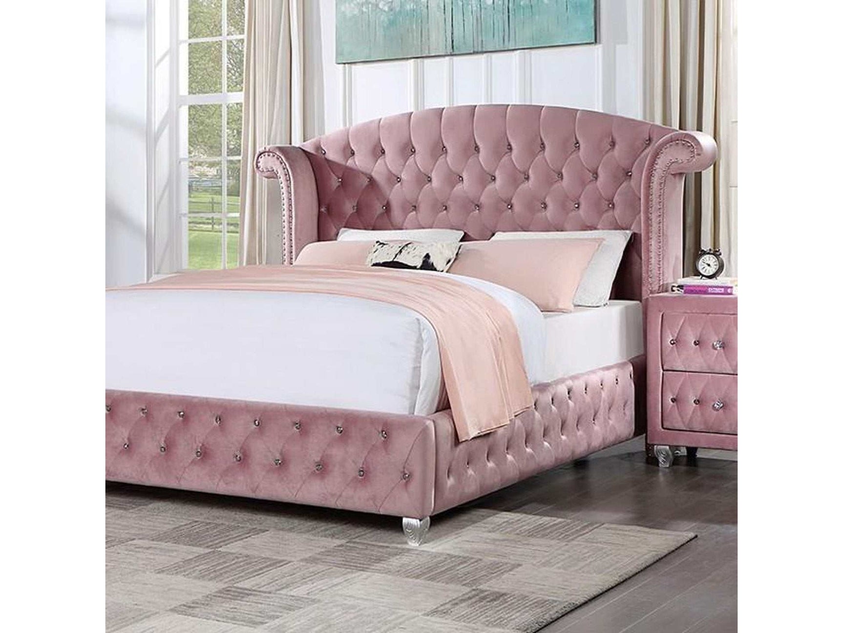 Zohar Pink Queen Bed - Ornate Home
