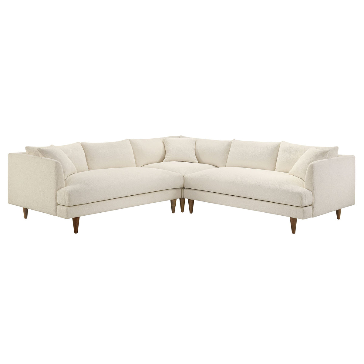 Zoya Cream 3 Piece Down Filled Overstuffed Boucle Sectional Sofa - Ornate Home