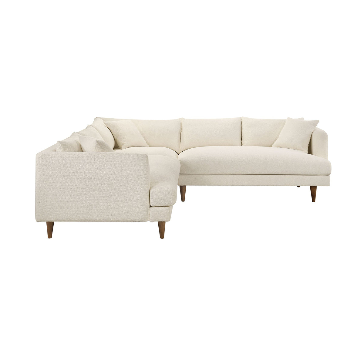 Zoya Cream 3 Piece Down Filled Overstuffed Boucle Sectional Sofa - Ornate Home