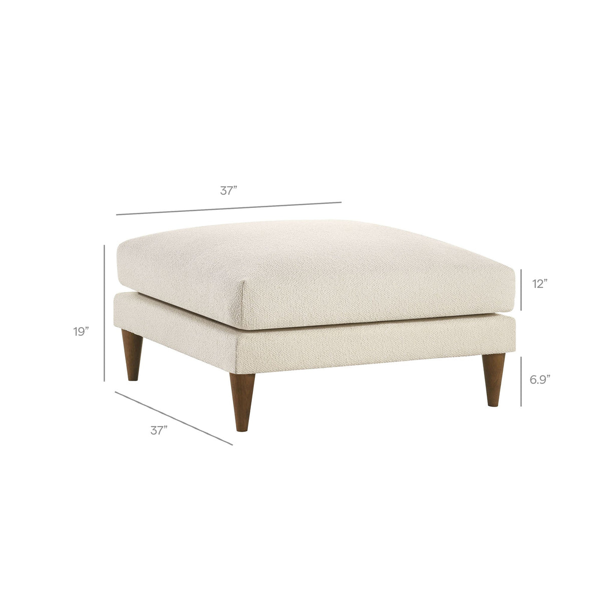 Zoya Cream Down Filled Overstuffed Boucle Ottoman