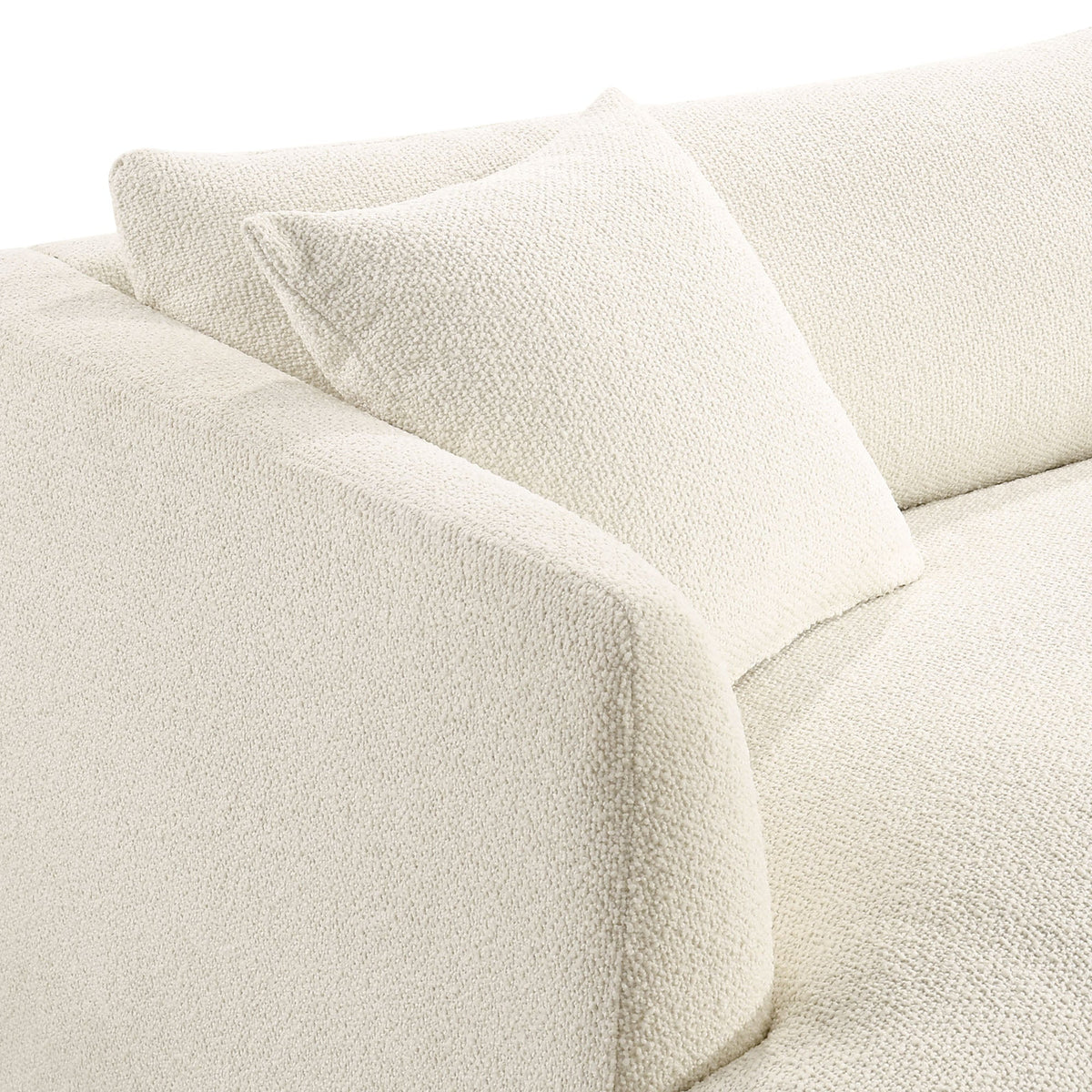 Zoya Cream Down Filled Overstuffed Boucle Sofa