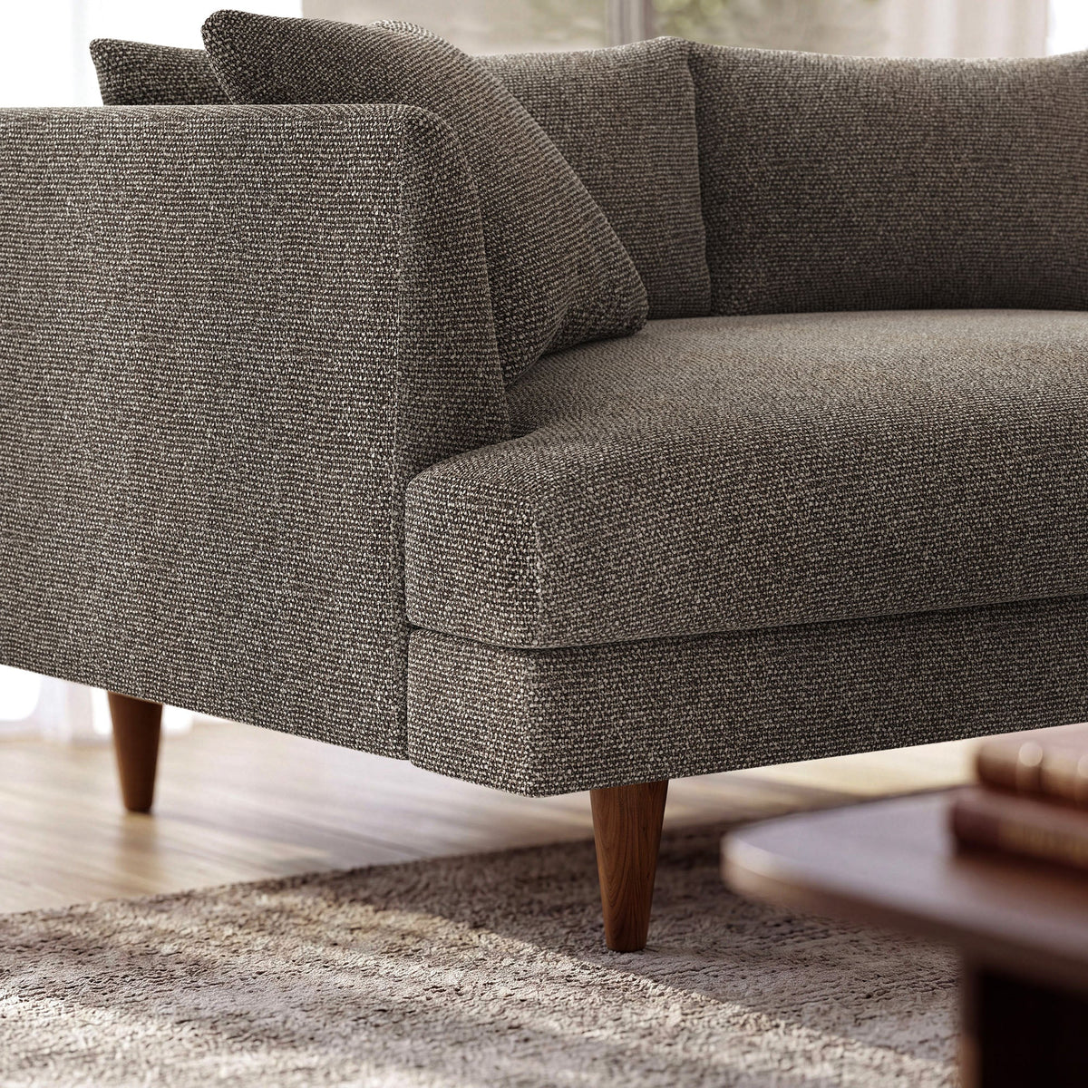 Zoya Earth 3 Piece Down Filled Overstuffed Boucle Sectional Sofa