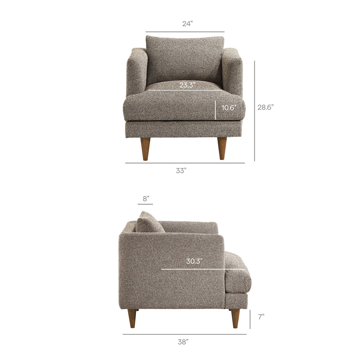 Zoya Earth Down Filled Overstuffed Boucle Armchair