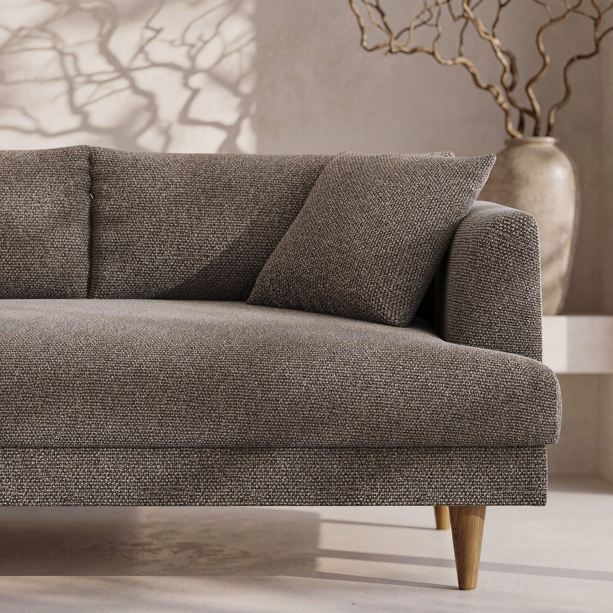Zoya Earth Left-Facing Down Filled Overstuffed Boucle Sectional Sofa