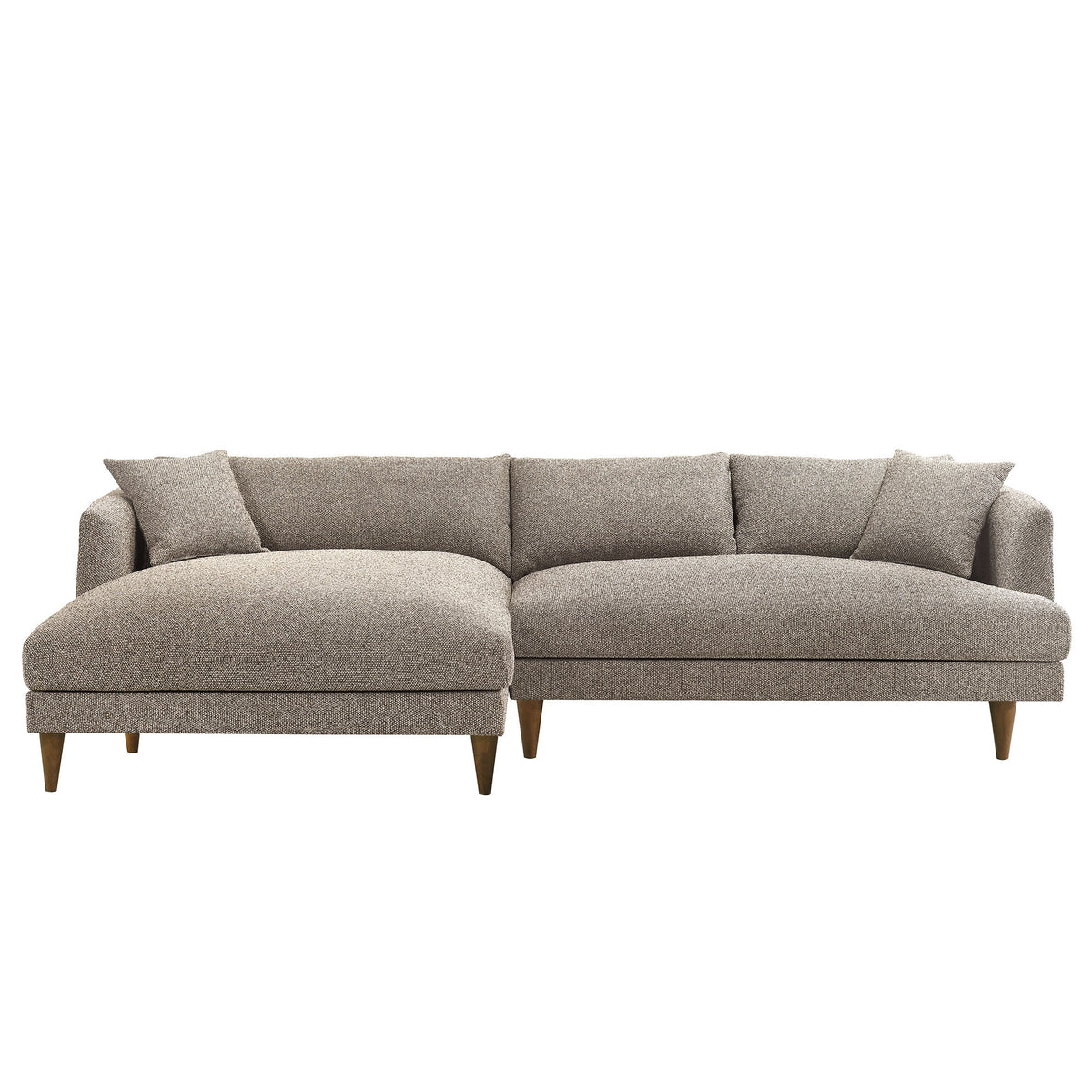 Zoya Earth Left-Facing Down Filled Overstuffed Boucle Sectional Sofa