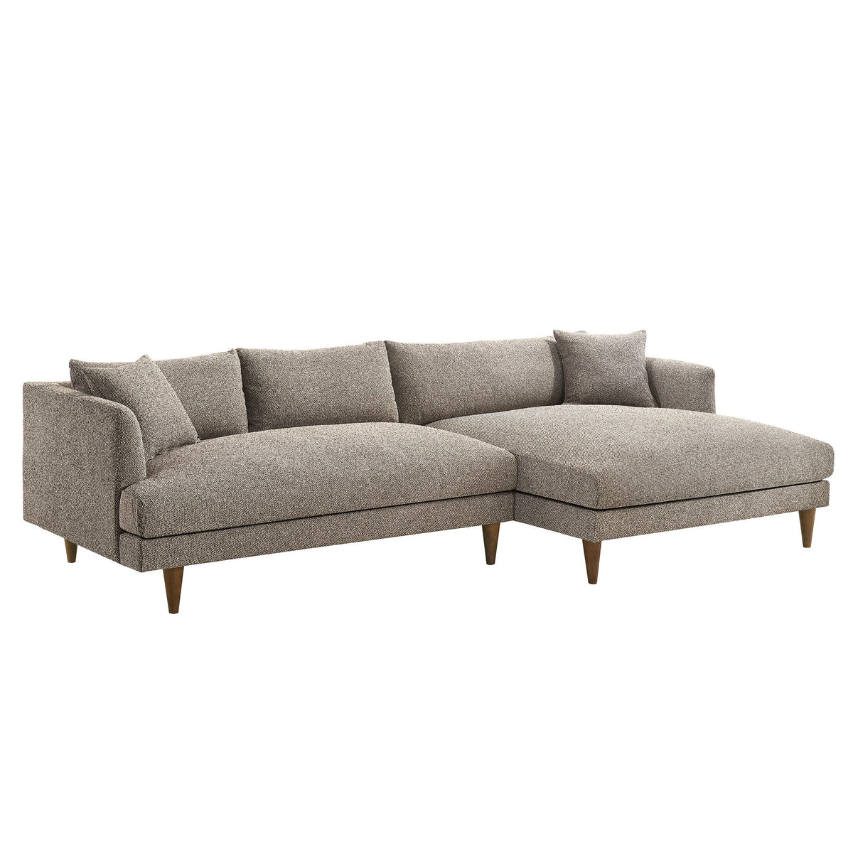 Zoya Earth Right-Facing Down Filled Overstuffed Boucle Sectional Sofa