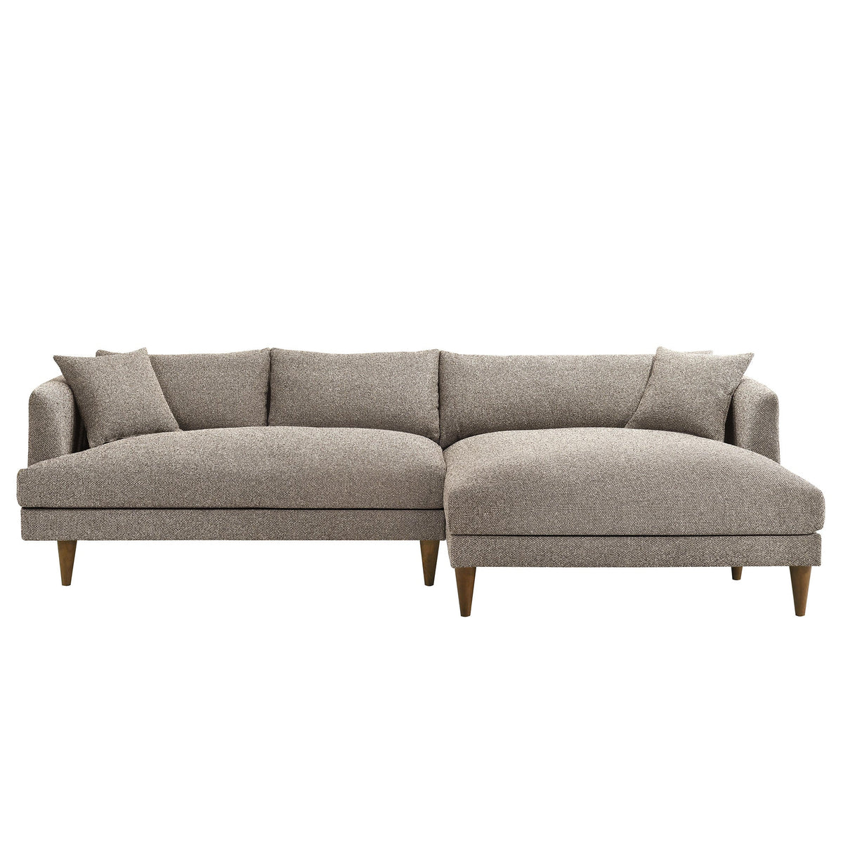 Zoya Earth Right-Facing Down Filled Overstuffed Boucle Sectional Sofa
