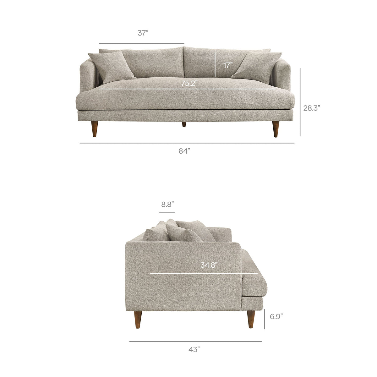 Zoya Fog Down Filled Overstuffed Boucle Sofa