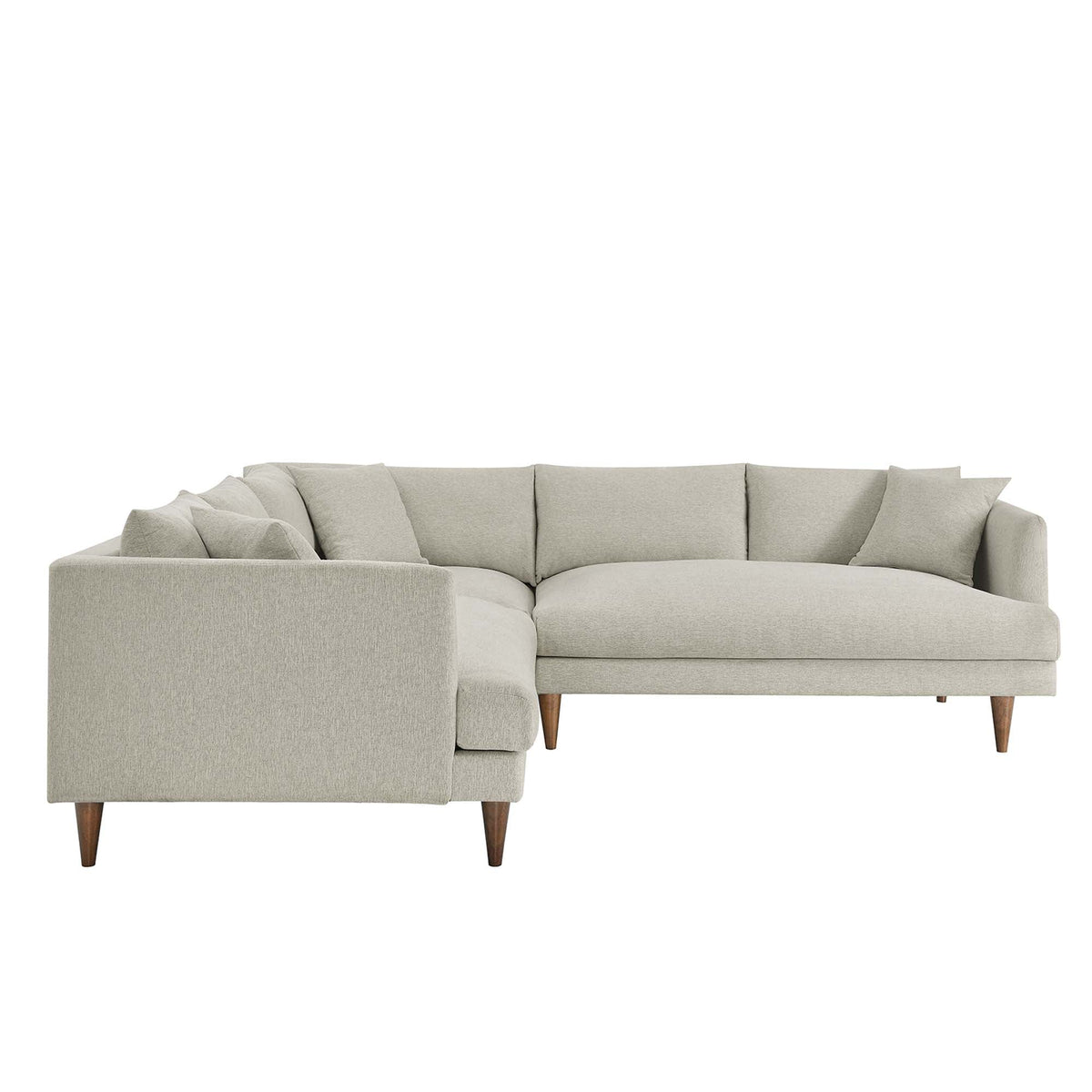 Zoya Heathered Weave Ivory 3 Piece Down Filled Overstuffed Sectional Sofa - Ornate Home