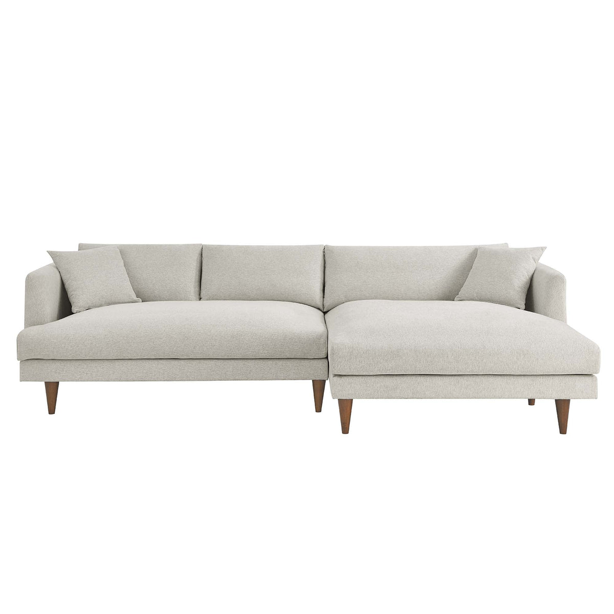 Zoya Heathered Weave Ivory Right-Facing Down Filled Overstuffed Sectional Sofa - Ornate Home
