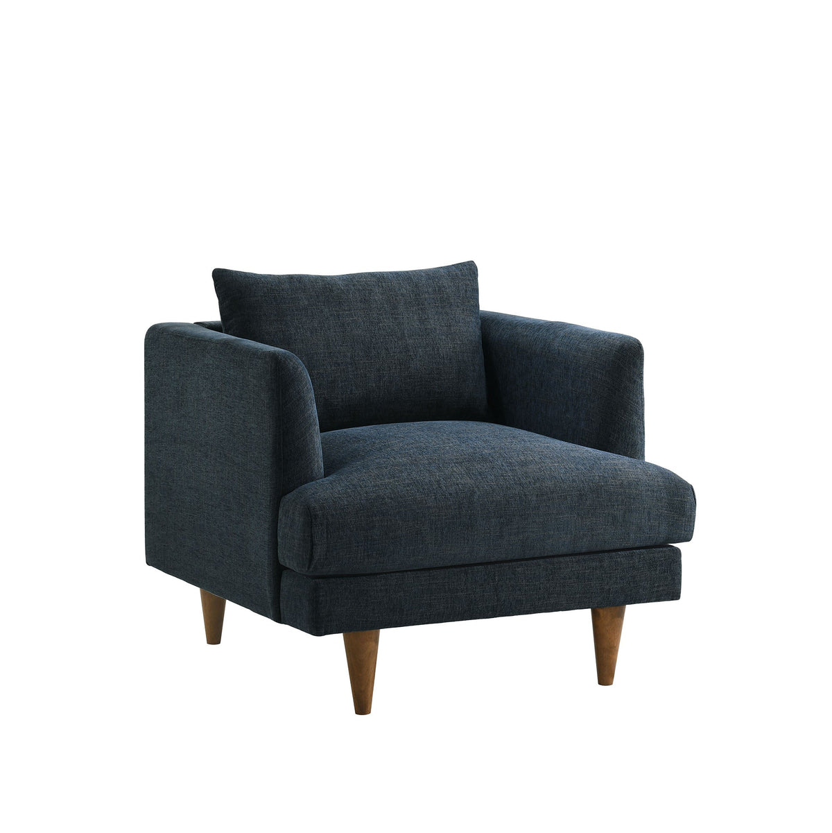 Zoya Navy Fabric Down Filled Overstuffed Armchair