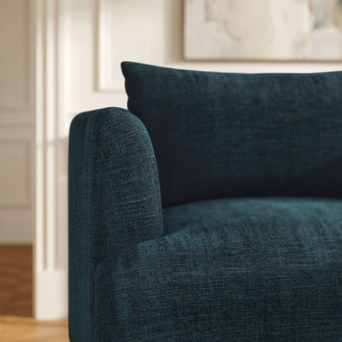 Zoya Navy Fabric Down Filled Overstuffed Armchair