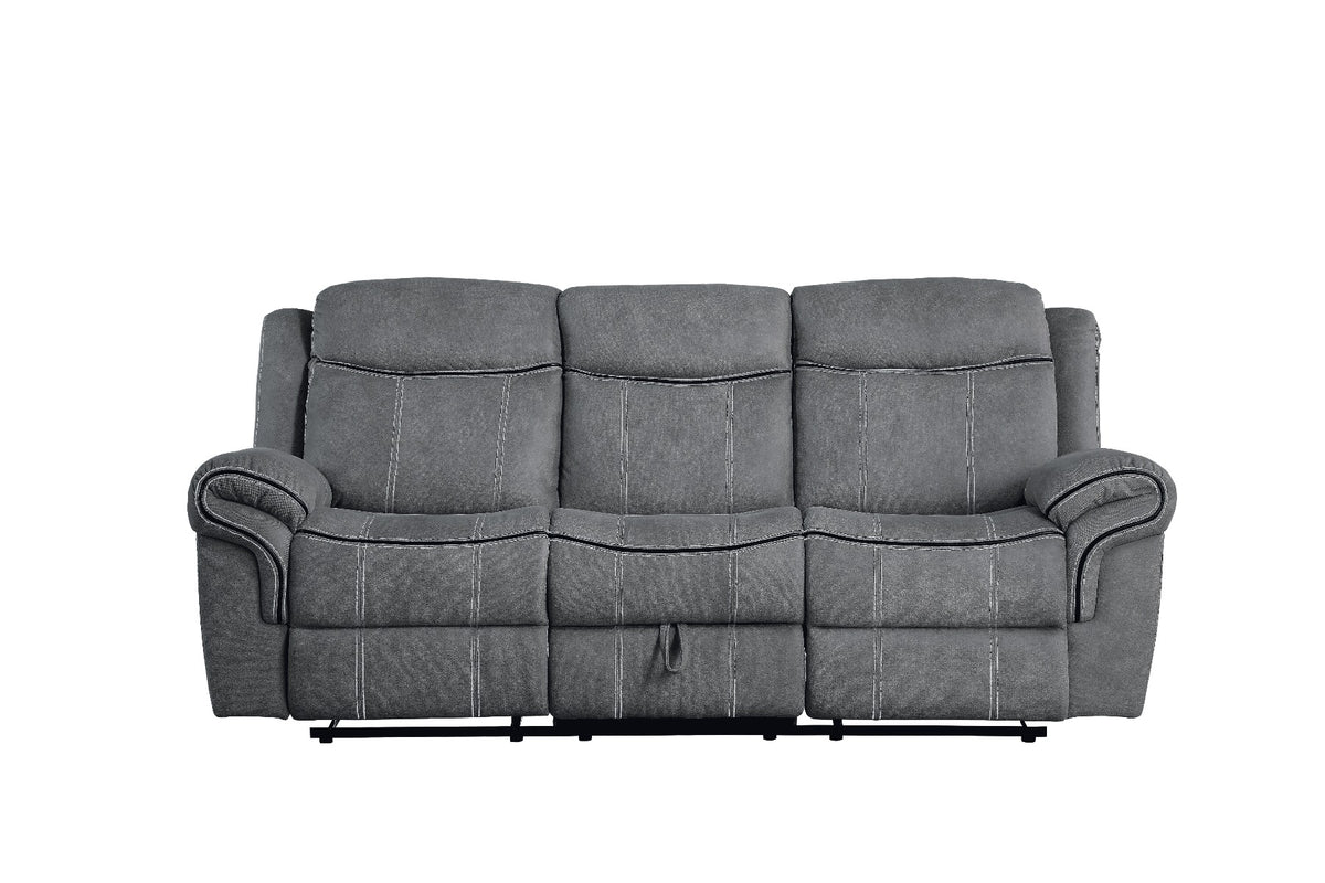 Zubaida 2Tone Gray Velvet Glider Motion Sofa - Ornate Home