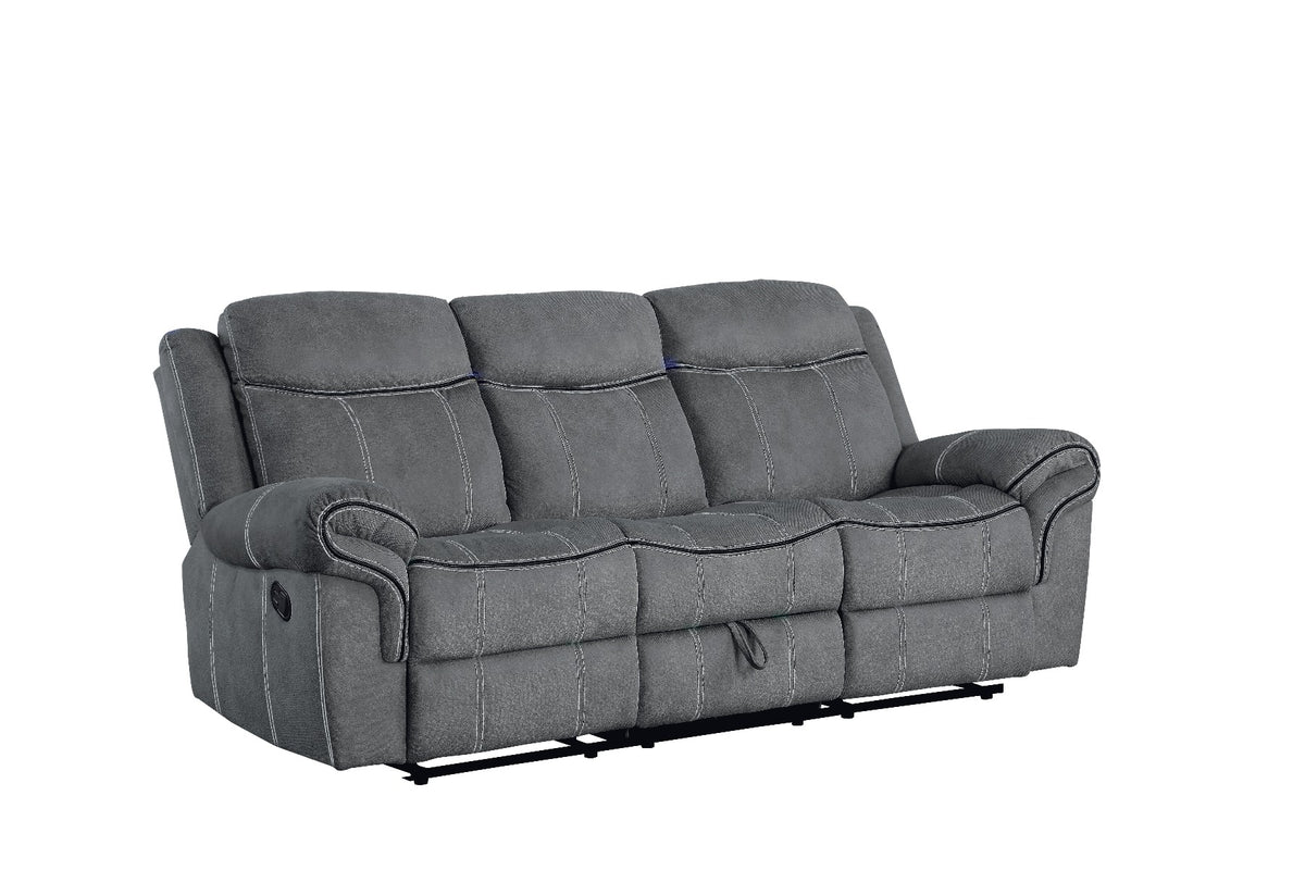 Zubaida 2Tone Gray Velvet Glider Motion Sofa - Ornate Home