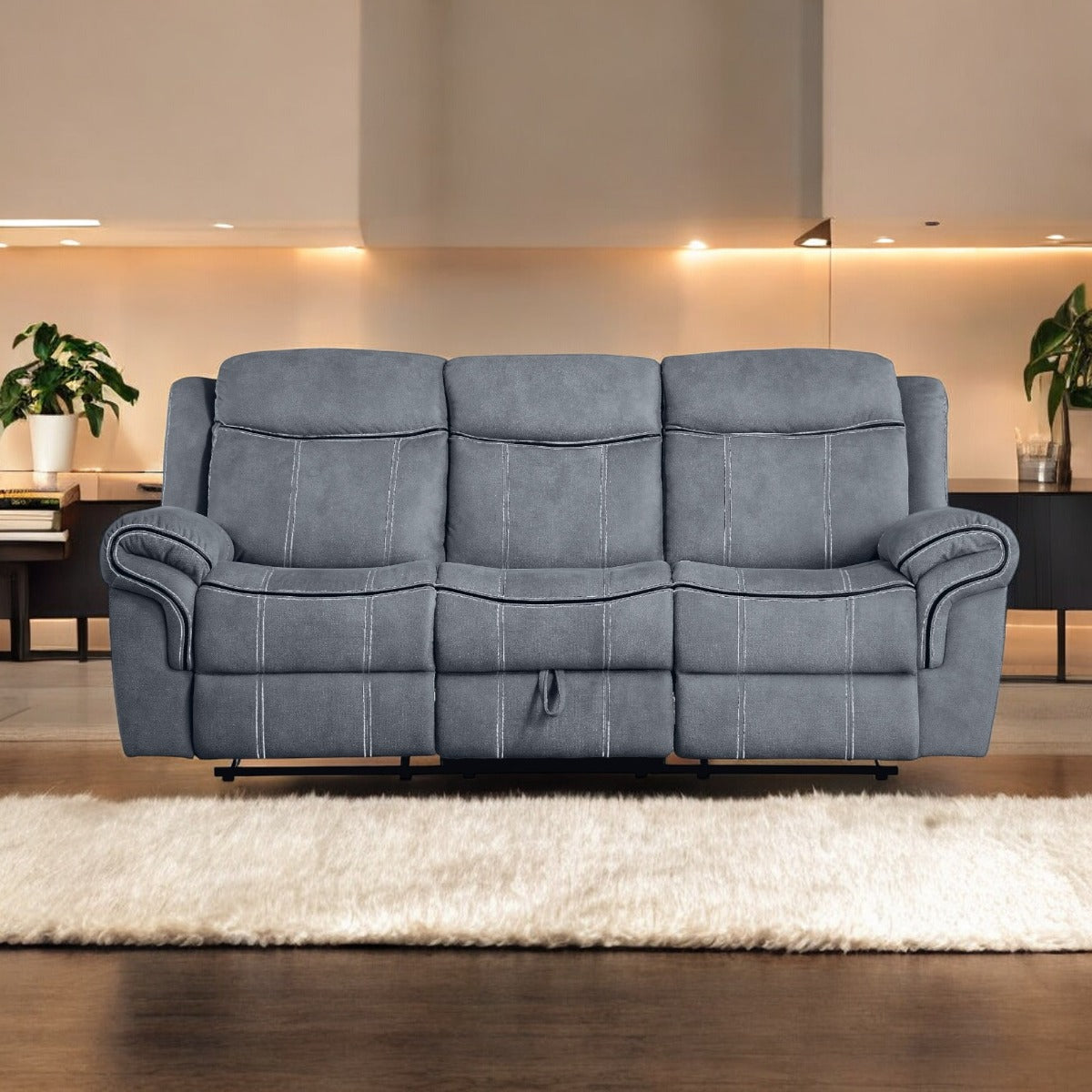 Zubaida 2Tone Gray Velvet Sofa (Glider & Motion) - Ornate Home